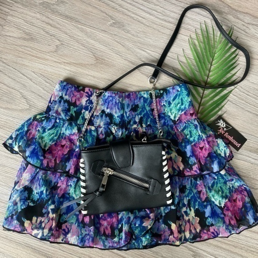 💋Joe Benbasset floral flower frill mini skirt NWT